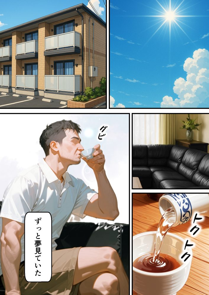 家で宅飲みをするお父さん